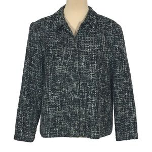 Briggs New York Black & White Plaid Padded Shoulder Blazer, Petite Large